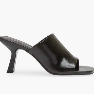 NWT Nordstrom Rack Square Toe Heel Slide Black Size 10